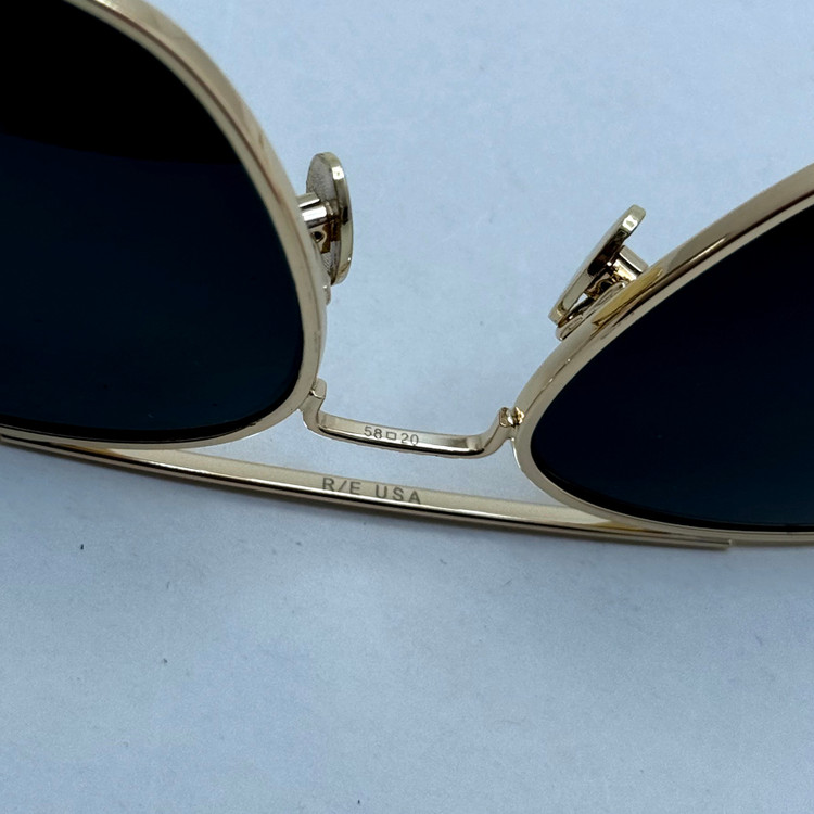 عینک آفتابی خلبانی رندولف شیشه سنگ آنتی رفلکس مشکی فریم طلایی فول پک RANDOLPH AVIATOR RE 58 24K GOLD