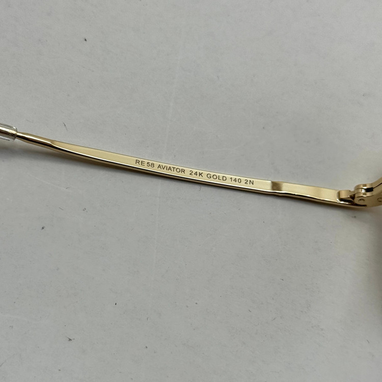 عینک آفتابی خلبانی رندولف شیشه سنگ آنتی رفلکس مشکی فریم طلایی فول پک RANDOLPH AVIATOR RE 58 24K GOLD