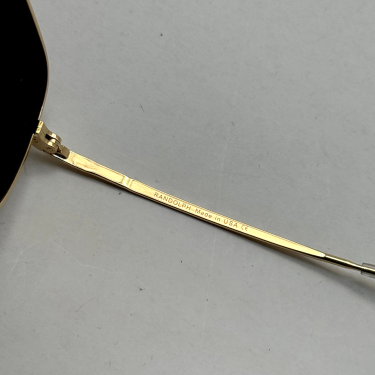 عینک آفتابی خلبانی رندولف شیشه سنگ آنتی رفلکس مشکی فریم طلایی فول پک RANDOLPH AVIATOR RE 58 24K GOLD
