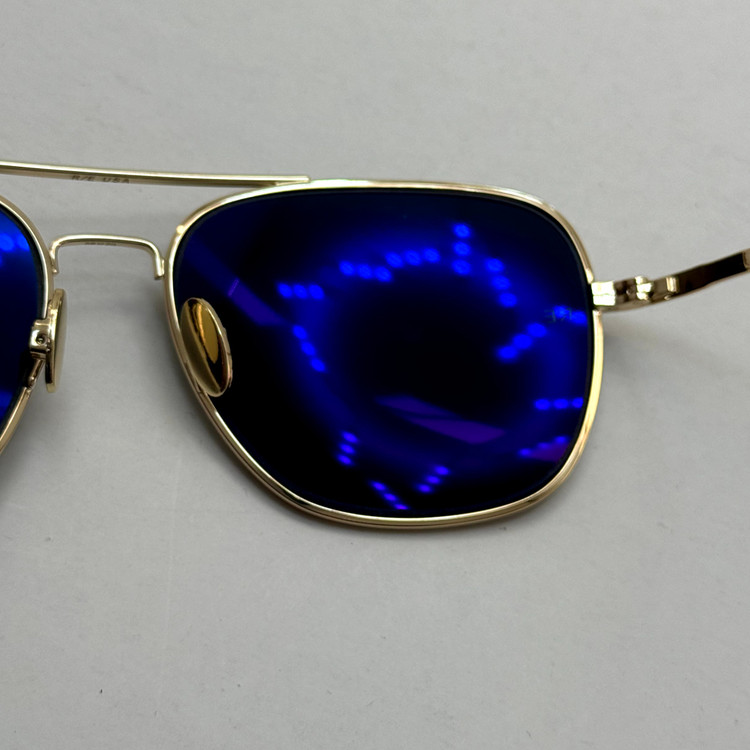عینک آفتابی خلبانی رندولف شیشه سنگ آنتی رفلکس مشکی فریم طلایی فول پک RANDOLPH AVIATOR RE 58 24K GOLD