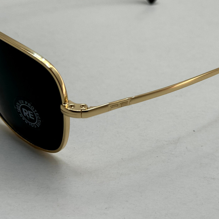 عینک آفتابی خلبانی رندولف شیشه سنگ آنتی رفلکس مشکی فریم طلایی فول پک RANDOLPH AVIATOR RE 58 24K GOLD