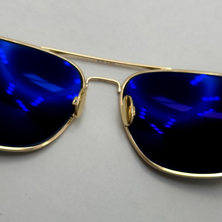 عینک آفتابی خلبانی رندولف شیشه سنگ آنتی رفلکس مشکی فریم طلایی فول پک RANDOLPH AVIATOR RE 58 24K GOLD