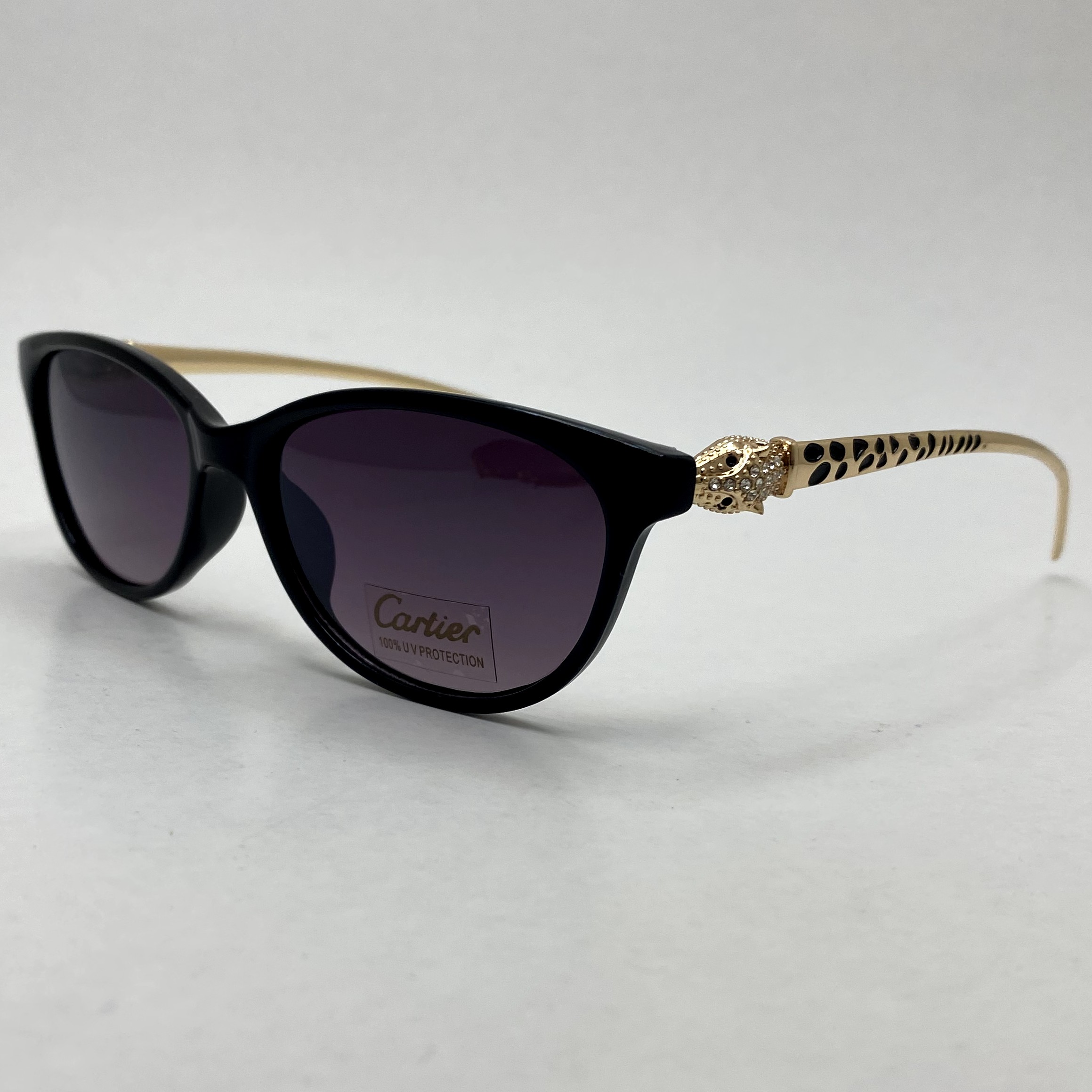 عینک آفتابی زنانه کارتیر Cartier دسته نگین کاری شده خاص و لاکچری مشکی