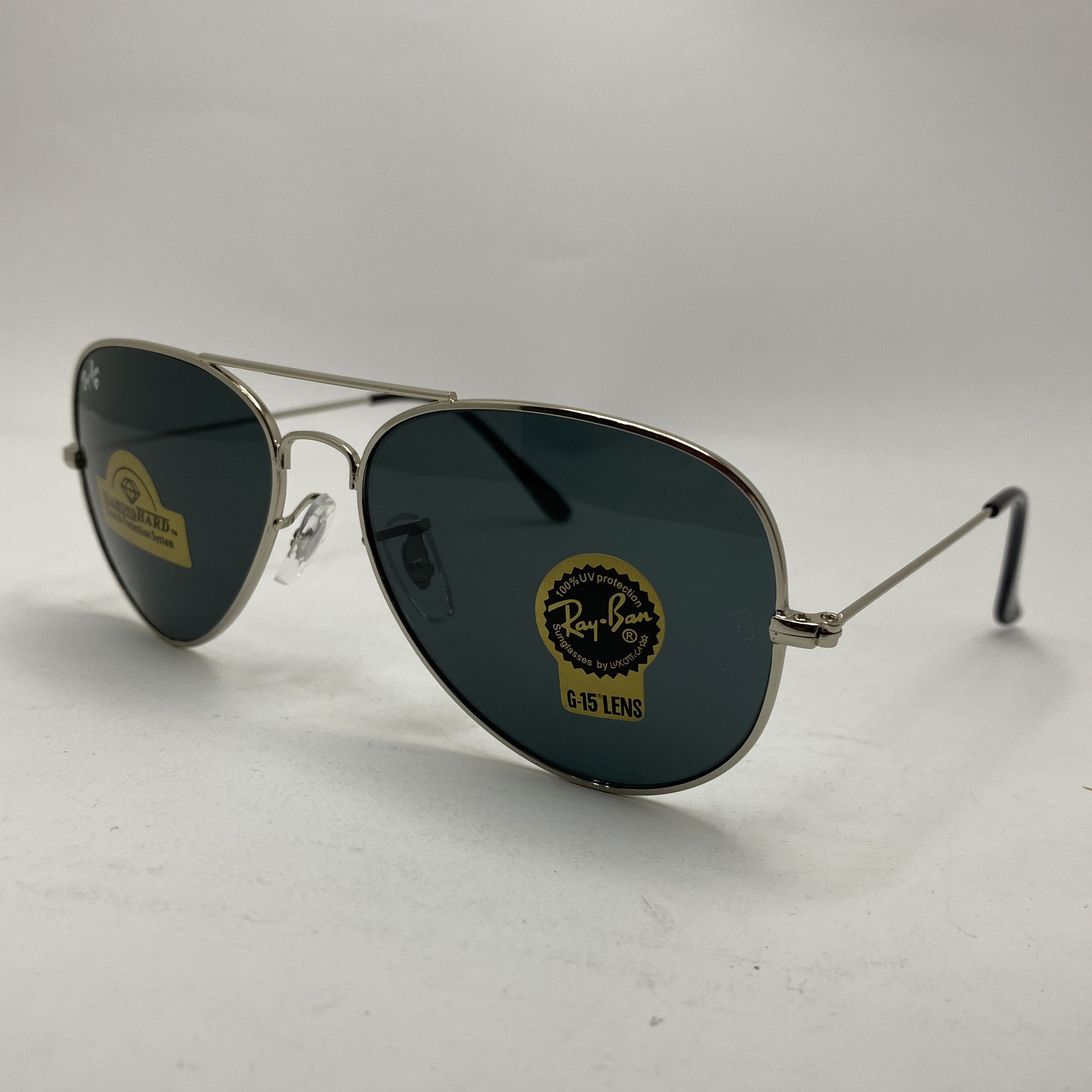 عینک آفتابی ریبن خلبانی rayban مشکی نقره ای با پک کامل ریبن