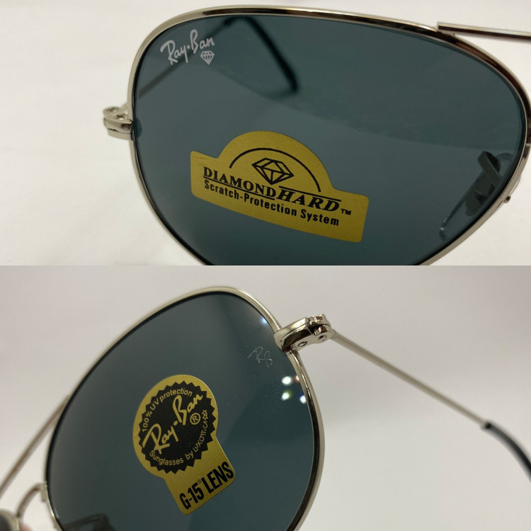 عینک آفتابی ریبن خلبانی rayban مشکی نقره ای با پک کامل ریبن