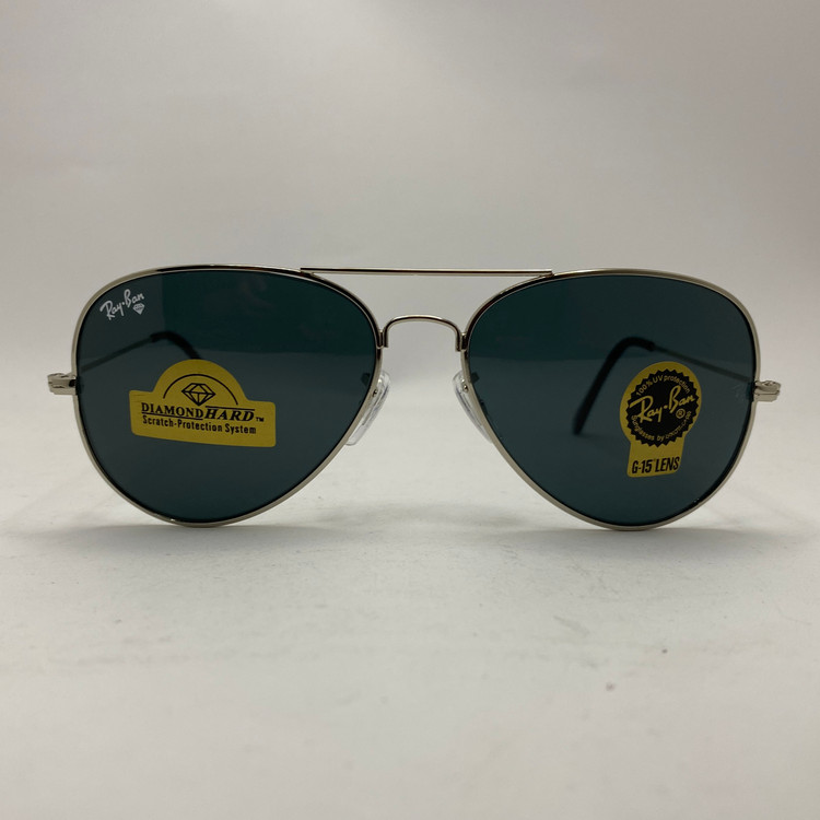 عینک آفتابی ریبن خلبانی rayban مشکی نقره ای با پک کامل ریبن