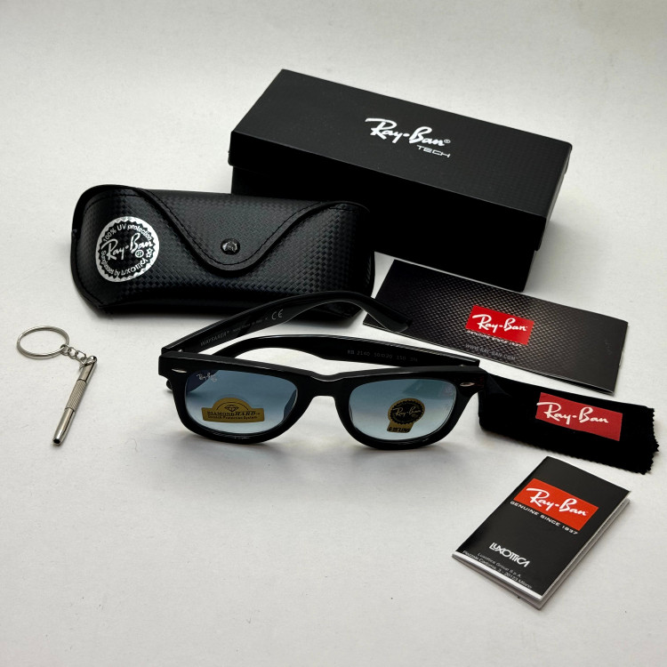 عینک ریبن ویفرر reyban WAYFARER سایز 50 آبی هایلایت به همراه پک کامل و اچار مخصوص عینک RB 2140