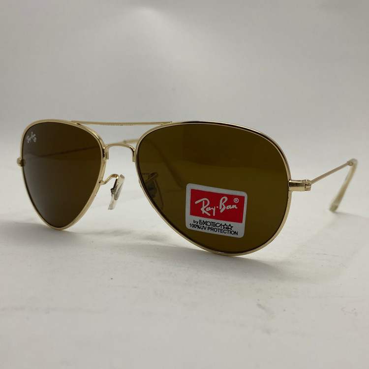 عینک ریبن خلبانی قهوه ای شیشه سنگ با پک کامل ریبن rayban aviator RB 3025