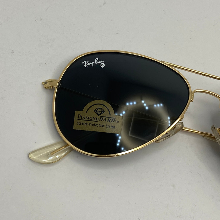 عینک ریبن خلبانی شیشه سنگ مشکی طلایی با پک کامل ریبن rayban aviator rb 3025