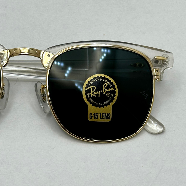 عینک آفتابی کلاب مستر ریبن rayban شیشه سنگ مشکی فریم شفاف به همراه پک کامل RB 3016