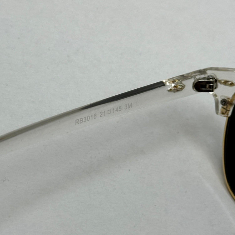 عینک آفتابی کلاب مستر ریبن rayban شیشه سنگ مشکی فریم شفاف به همراه پک کامل RB 3016