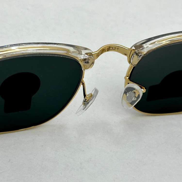 عینک آفتابی کلاب مستر ریبن rayban شیشه سنگ مشکی فریم شفاف به همراه پک کامل RB 3016