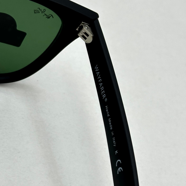 عینک آفتابی ریبن rayban ویفرر شیشه سنگ مشکی مات عدسی سبز سایز 54 به همراه پک کامل اورجینال RB 2140