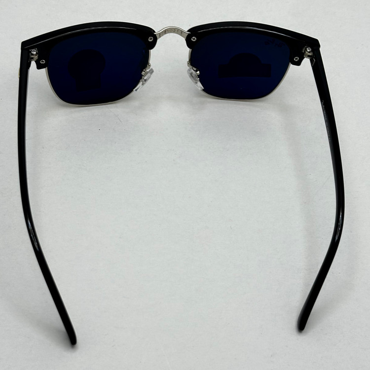 عینک آفتابی کلاب مستر ریبن rayban شیشه سنگ مشکی فریم نقره ای به همراه پک کامل RB 3016