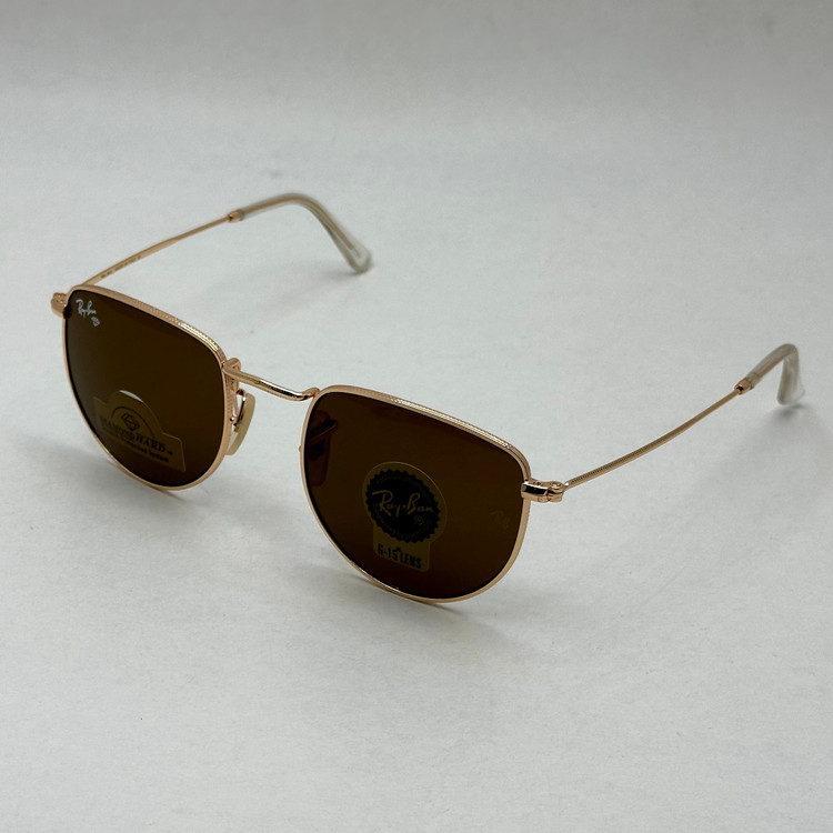 عینک آفتابی ریبن rayban شیشه سنگ قهوه ای طلایی کد rb 3958 - فول پک