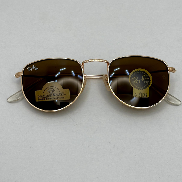عینک آفتابی ریبن rayban شیشه سنگ قهوه ای طلایی کد rb 3958 - فول پک