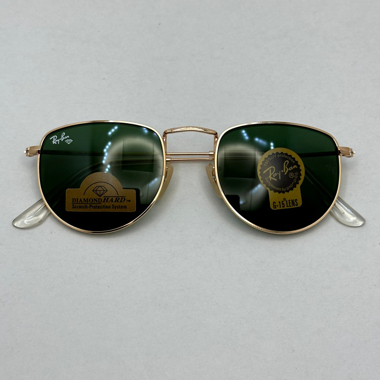 عینک آفتابی ریبن rayban شیشه سنگ سبز طلایی کد rb 3958 - فول پک