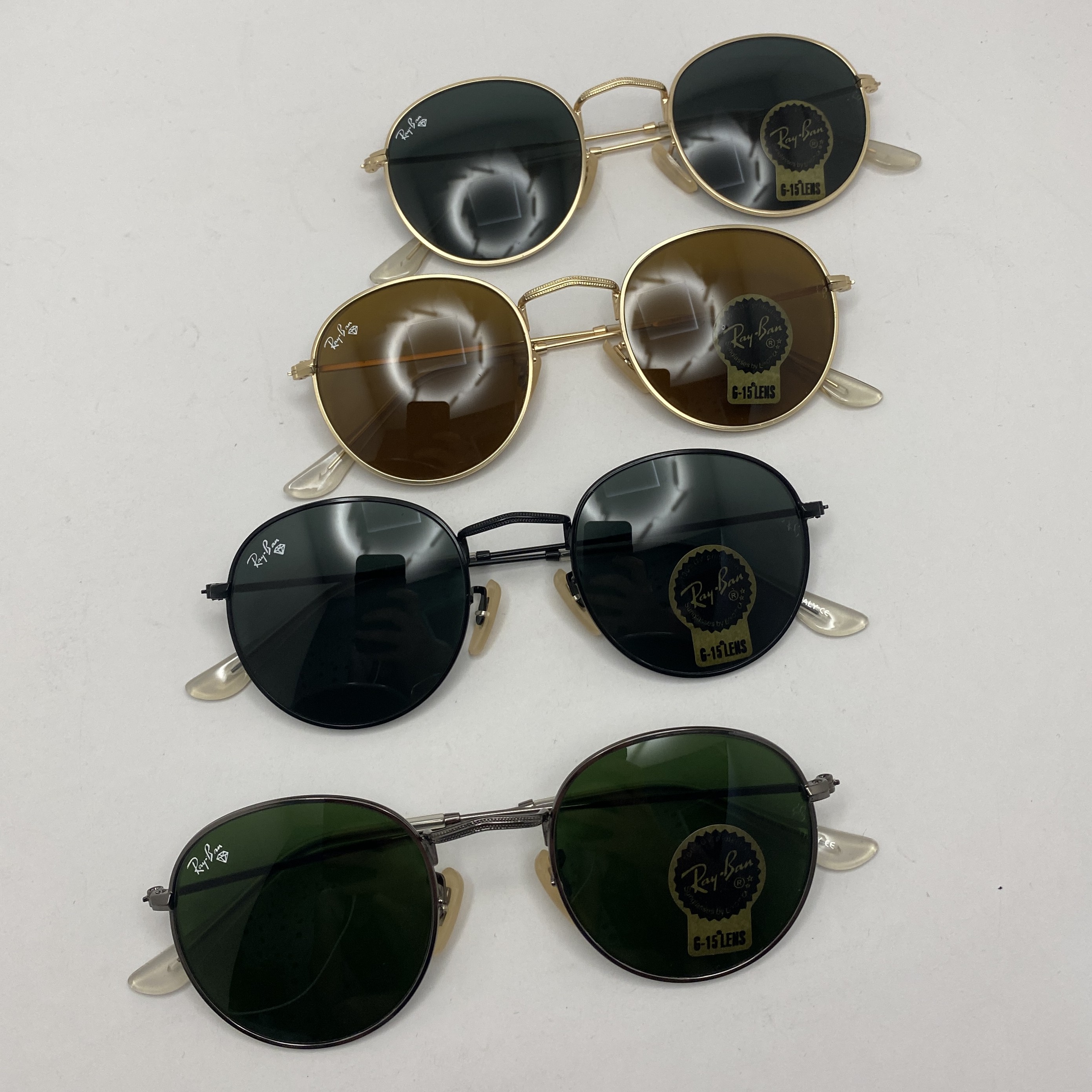 عینک آفتابی ریبن rayban گرد قهوه ای طلایی RB 3447