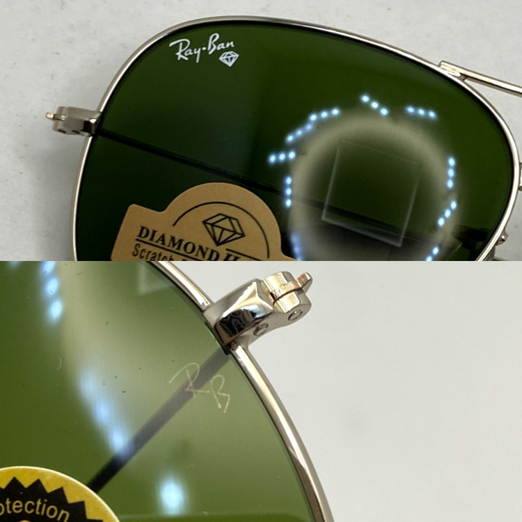 عینک آفتابی خلبانی AVIATOR ریبن rayban شیشه سنگ نقره ای سبز سایز 3026 فول پک