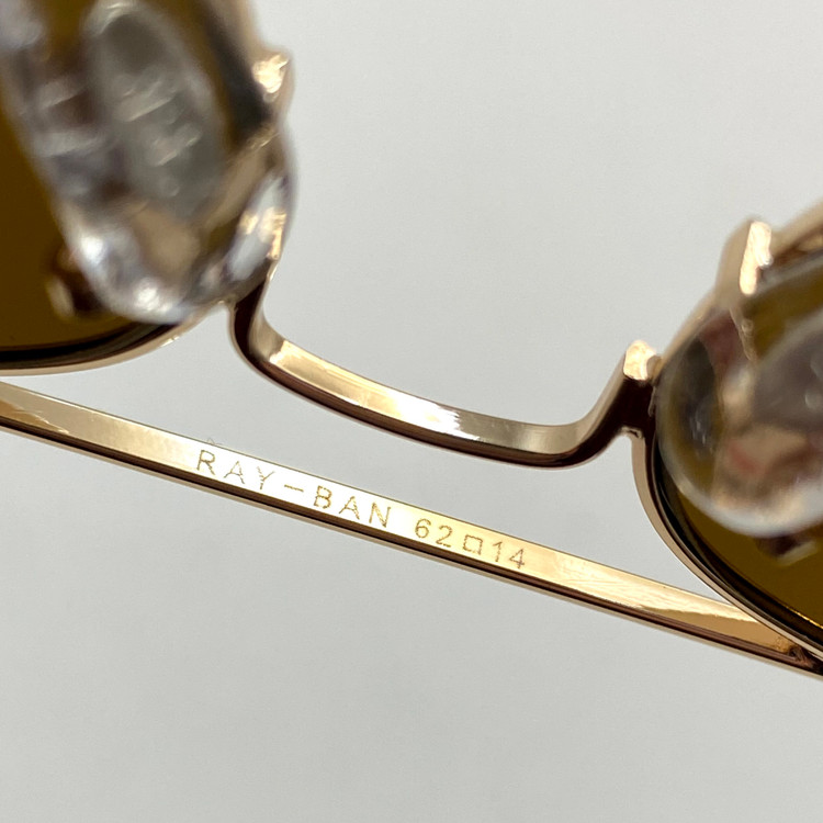 عینک آفتابی خلبانی AVIATOR ریبن rayban شیشه سنگ طلایی قهوه ای سایز 3026 فول پک