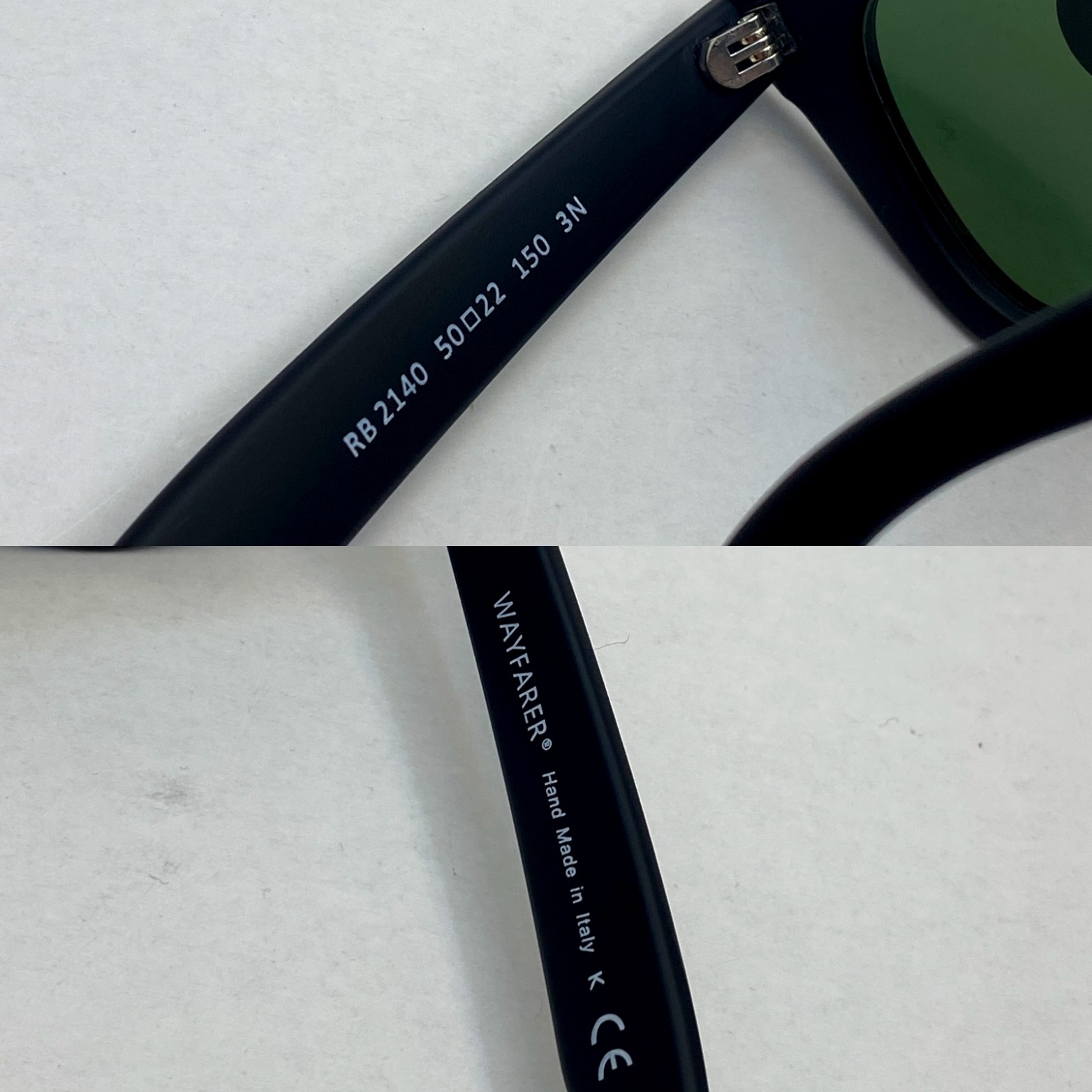 عینک آفتابی ویفرر ریبن rayban WAYFARER شیشه سنگ سبز فریم مات سایز 50 به همراه پک کامل اورجینال RB 2140