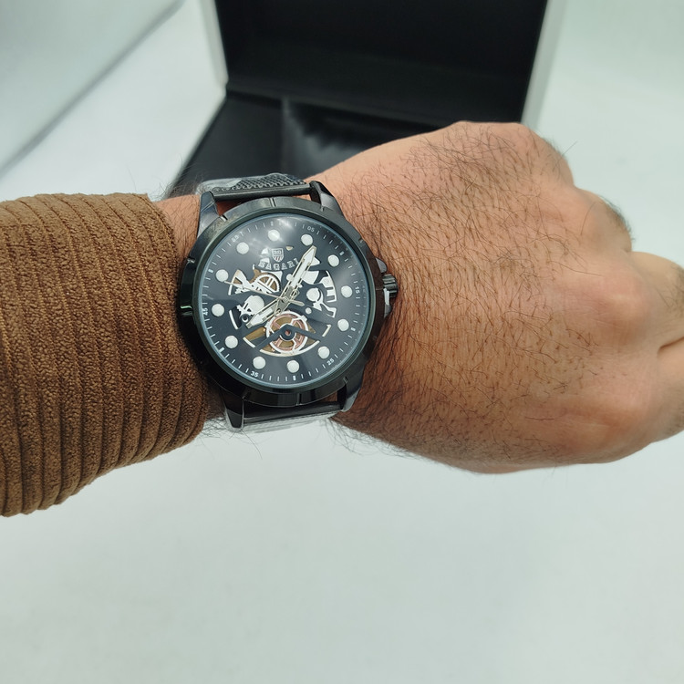 ساعت مردانه استیل بند حصیری طرح اتومات برند باگاری