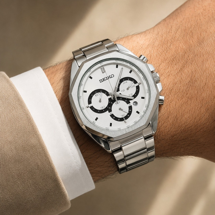 ساعت تمام استیل سیکو SEIKO سه موتور فعال رنگ ثابت
