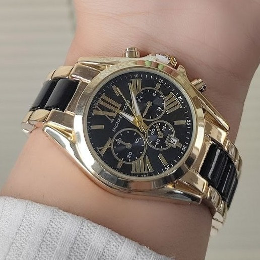ساعت مچی دخترانه زنانه مایکل کورس michael kors بند مشکی طلایی