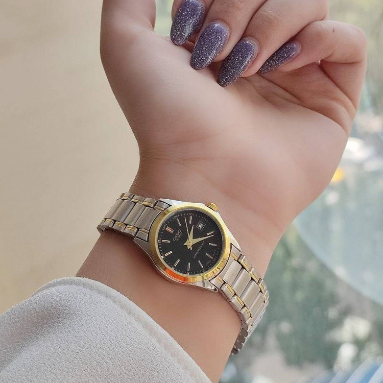 ست ساعت مردونه و زنونه کاسیو casio استیل صفحه مشکی