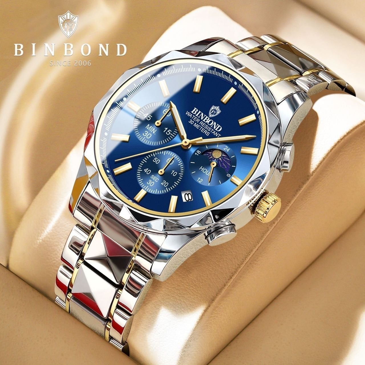 ساعت مچی مردانه بین باند Binbond اورجینال کرنوگراف مون استار