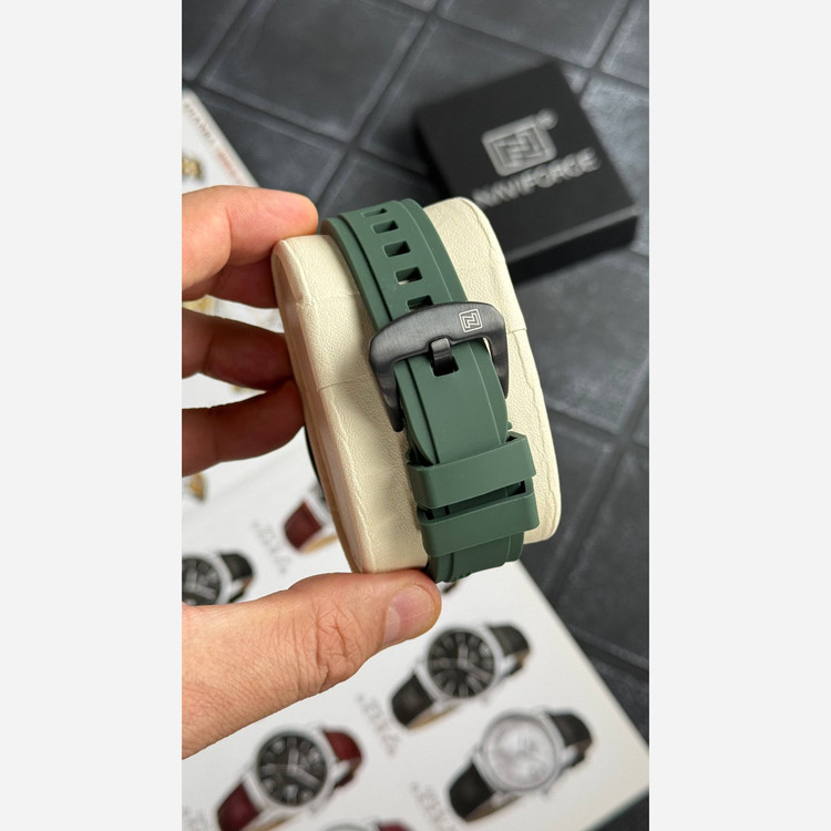 ساعت مچی مردانه اورجینال نیوی فورس سبز یشمی Naviforce NF8063 (سه موتوره)