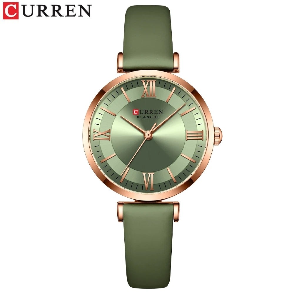 ساعت مچی اورجینال کارن دخترانه زنانه curren سبز زیتونی کمرنگ