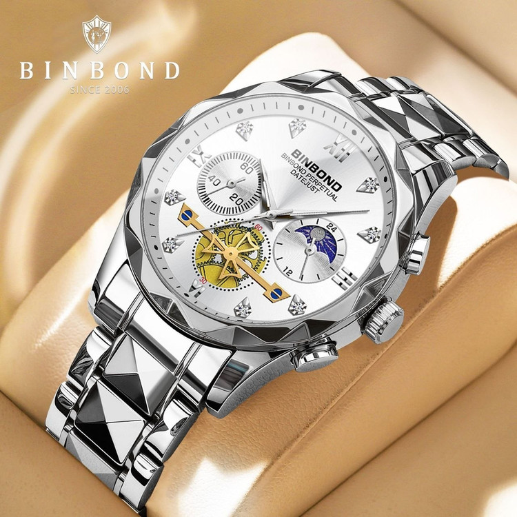 ساعت مردانه بین باند binbond بینبند کرنوگراف با مون استار