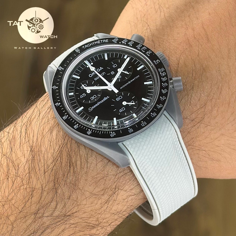ساعت مردانه زنانه امگا سواچ عطارد Mercury طوسی بند رابر قفل امگایی سه موتوره کرنو باگارانتی omega swatch ساعت مچی