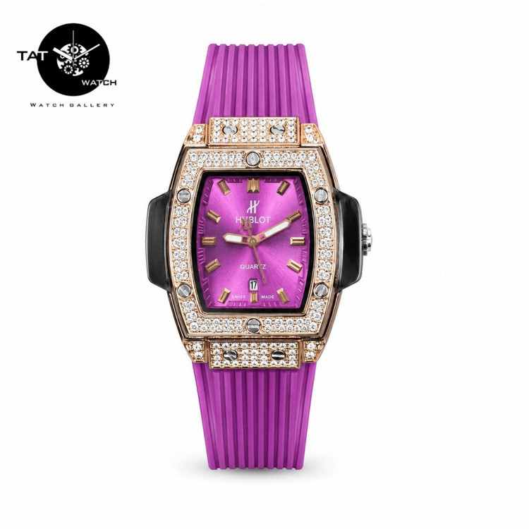 ساعت مچی زنانه هابلوت بند رابر باگارانتی جعبه ارسال رایگان در رنگبندی Hublot