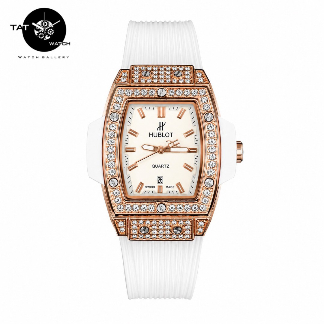 ساعت مچی زنانه هابلوت بند رابر باگارانتی جعبه ارسال رایگان در رنگبندی Hublot