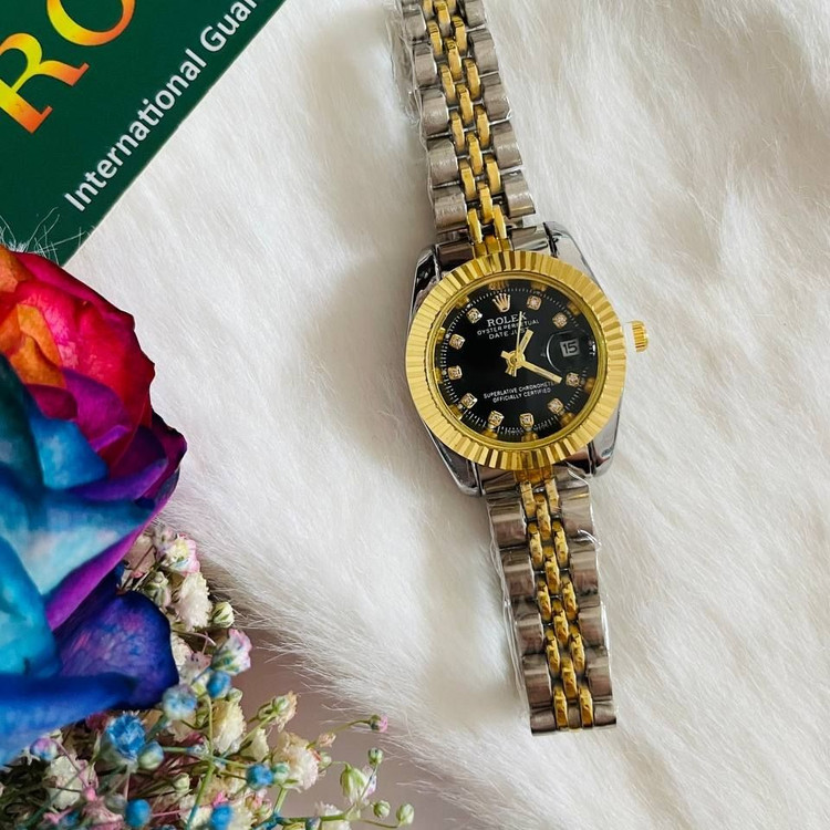 ساعت رولکس زنانه و مردانه دیت جاست Datejust تقویم تلسکوپی صفحه مشکی