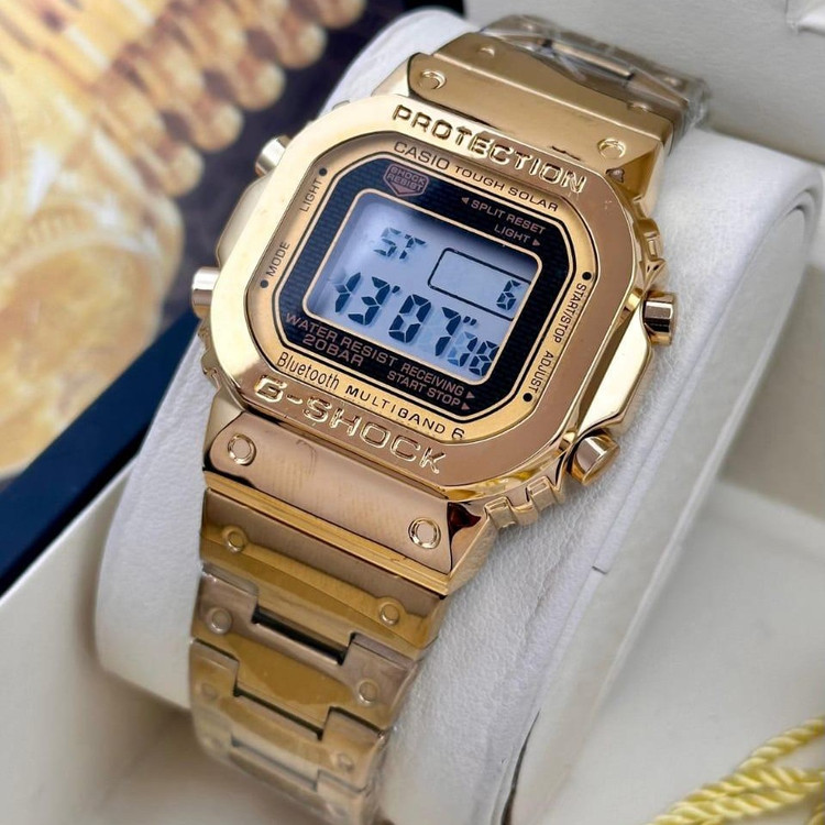 کاسیو جیشاک تمام فلزی CASIO G SHOCK 3459 دارای رنگبندی مشکی و طلایی و رزگلد مسی