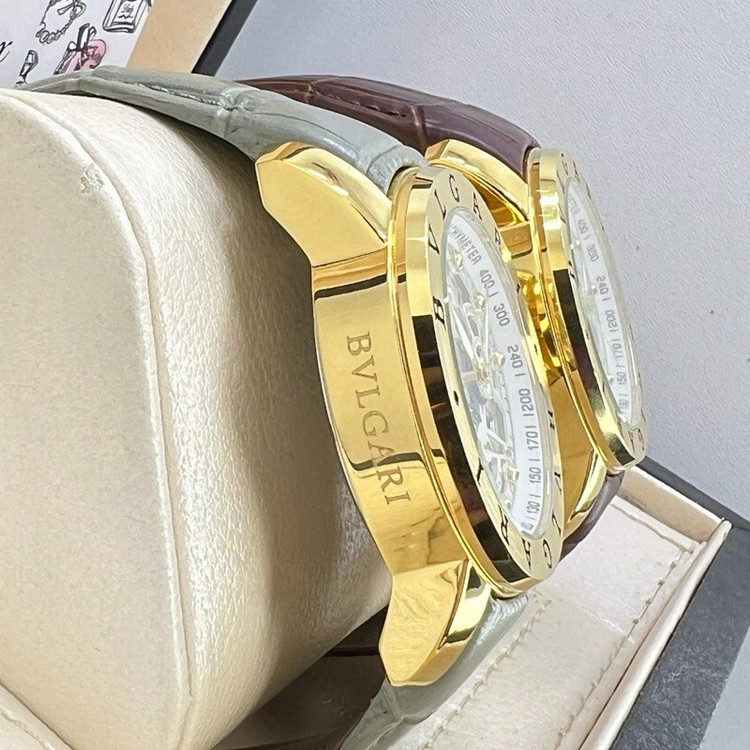 ساعت چهار موتوره بولگاری BVLGARI بند چرم کیفیت عالی AAA کد 02