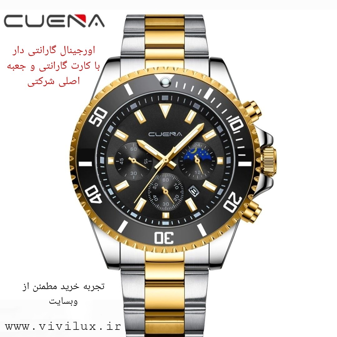 ساعت اورجینال مردانه گارانتی دار  زه چرخان برند CUENA با جعبه اصلی شرکتی ساعت ساب مارینر  مشکی  اورجینال مردانه