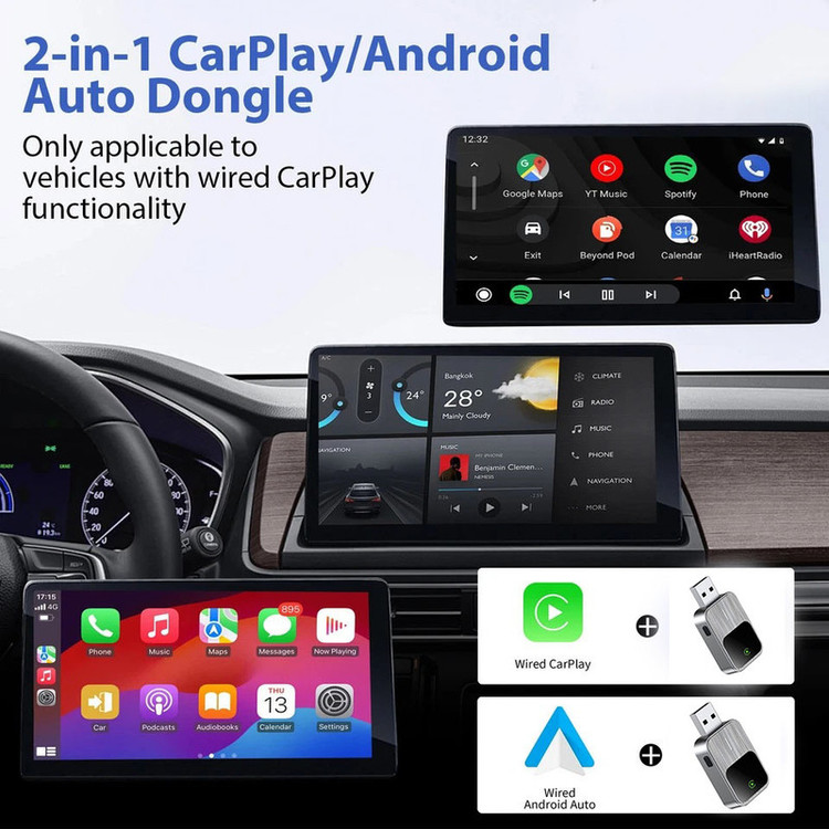 کارپلی و اندروید اتو مدل 2in1 Carplay/Android Auto k2