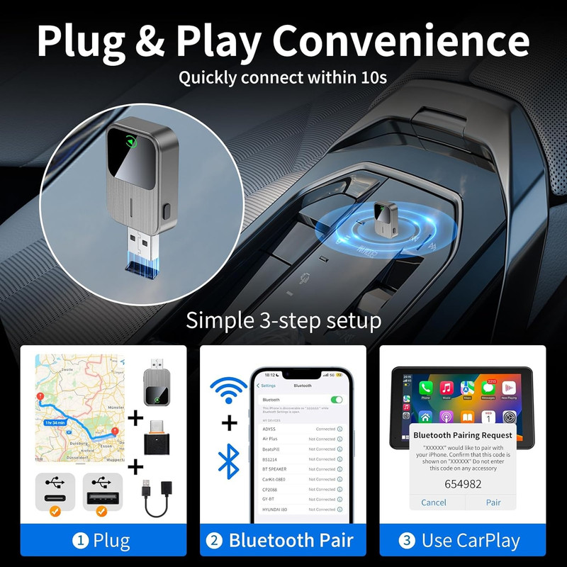 کارپلی و اندروید اتو مدل 2in1 Carplay/Android Auto k2