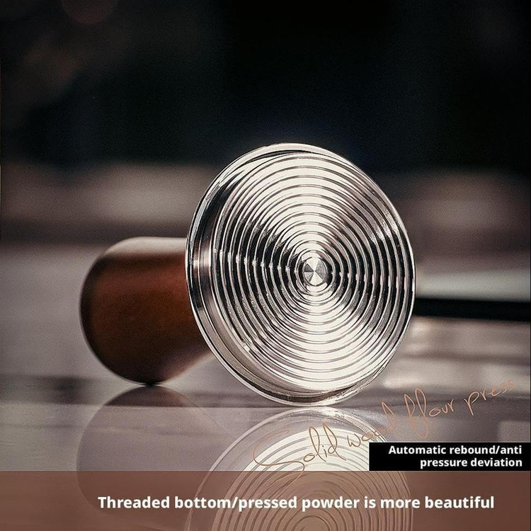 تمپر قهوه مدل 58mm wood handle شیار دار