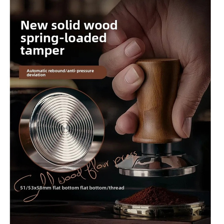 تمپر قهوه مدل 51mm wood handle شیار دار