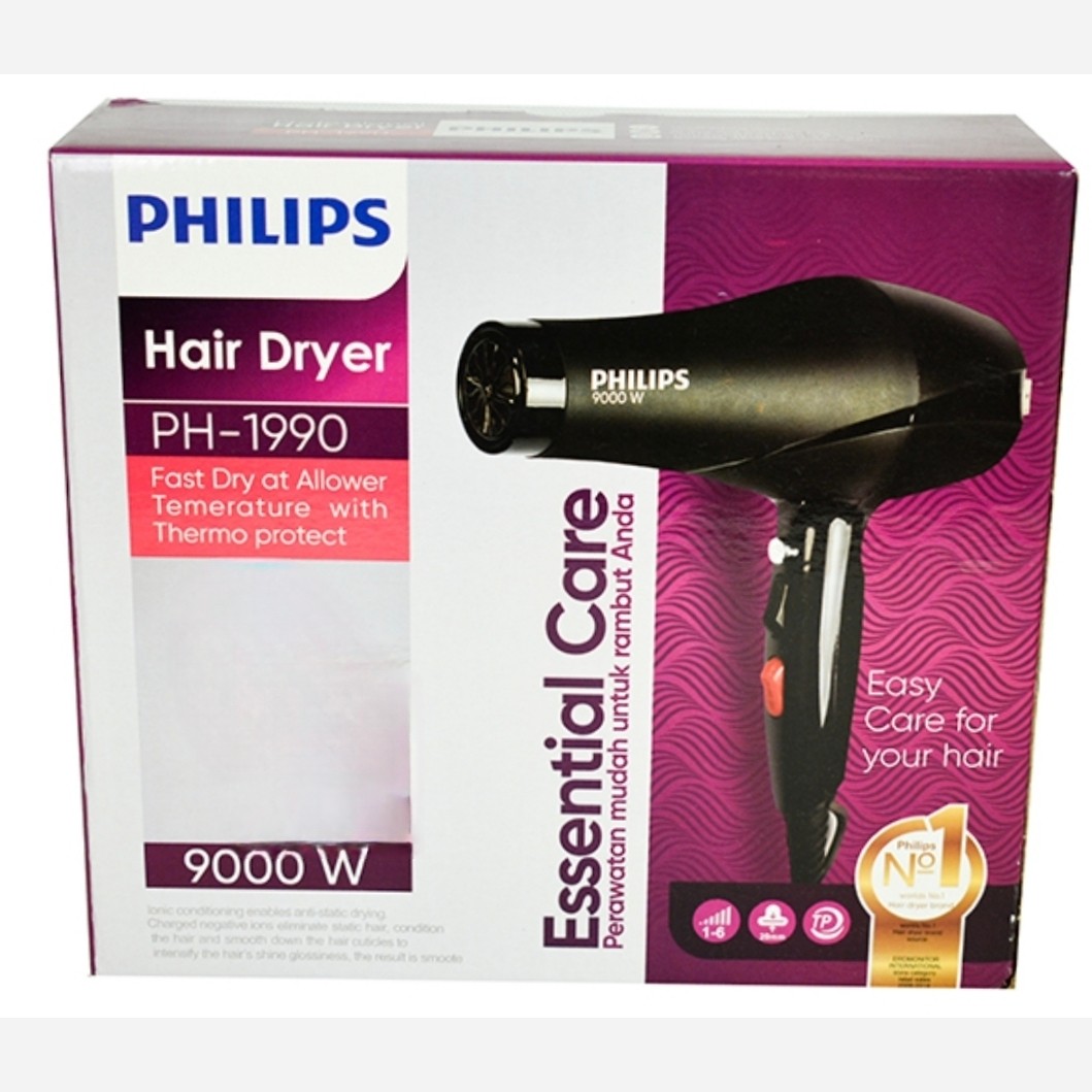 سشوار فیلیپس وارداتی موتور سنگین 9000 وات مدل PH-1990 گارانتی دار با اشانتیون (اقساطی) (ارسال رایگان فوری)
