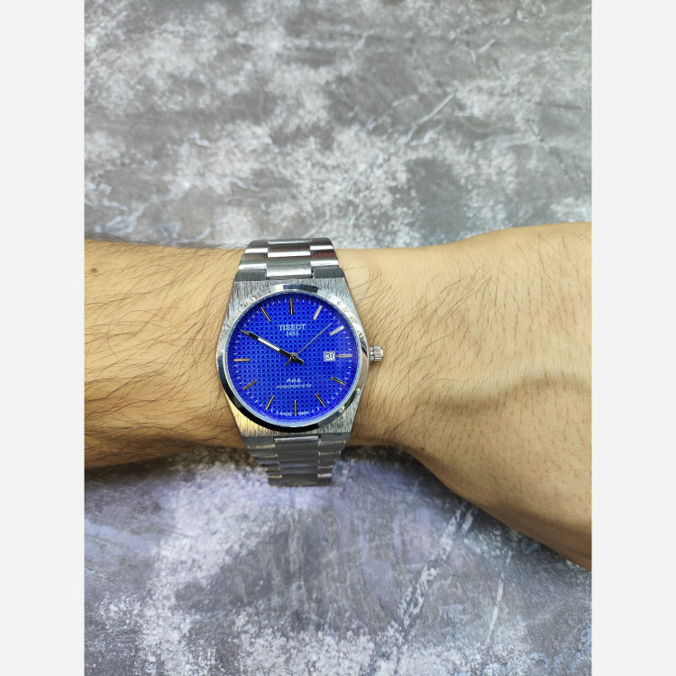 ساعت مردانه تیسوت PRX نقره ای صفحه آبی