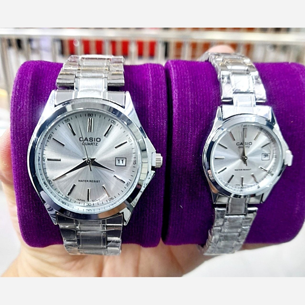 ساعت ست کاسیو کلاسیک نقره ای صفحه نقره ای کد 11