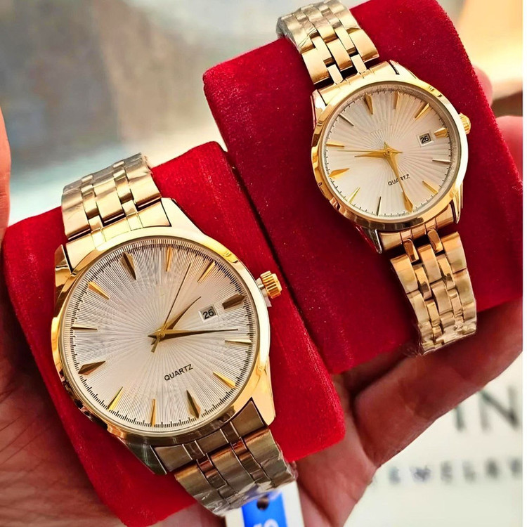 ست ساعت مچی عقربه ای زنانه و مردانه مدل کلاسیک خطی کد 01