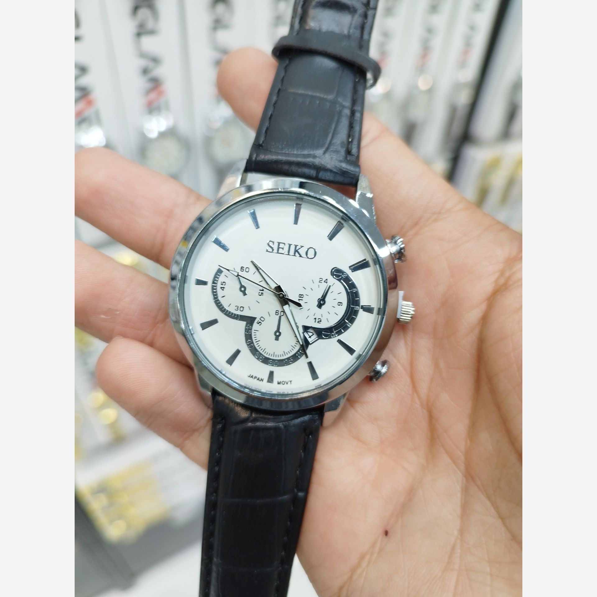ست ساعت ست بند چرمی سیکو کورنو +جعبه+گارانتی