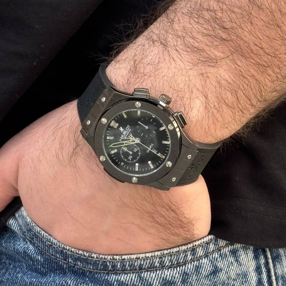 ساعت مردانه هابلوت فول بلک +جعبه هدیه+گارانتی